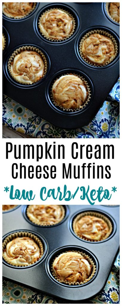 LOW CARB PUMPKIN MUFFINS WITH A CREAM CHEESE SWIRL