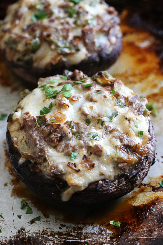 Keto Philly Cheesesteak Stuffed Portobellos