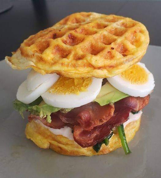 Keto burger Chaffle with bacon