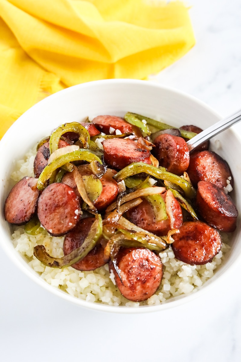 Keto Sausage with Peppers & Onions Skillet