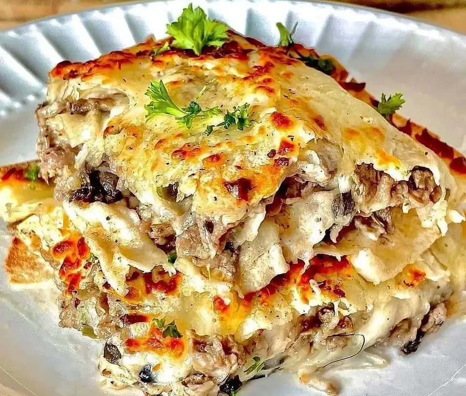 Home Made Low Carb Philly Cheesesteak Lasagna