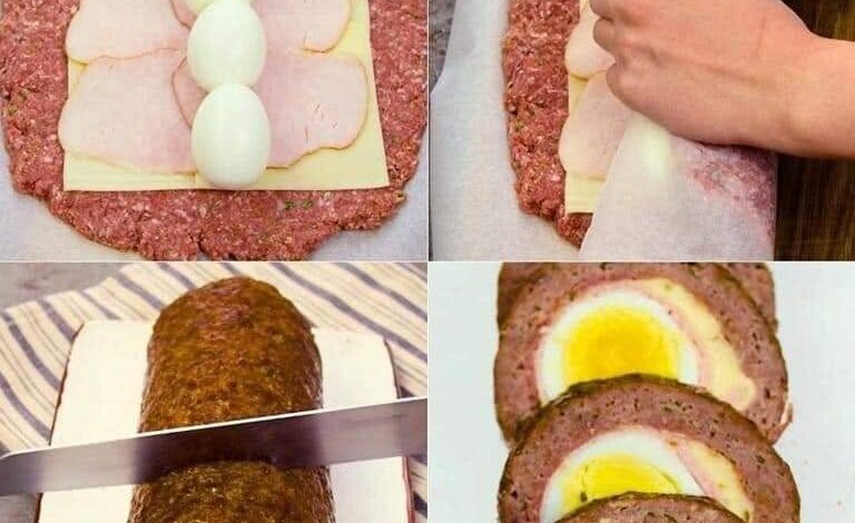 Keto Egg Stuffed Meatloaf