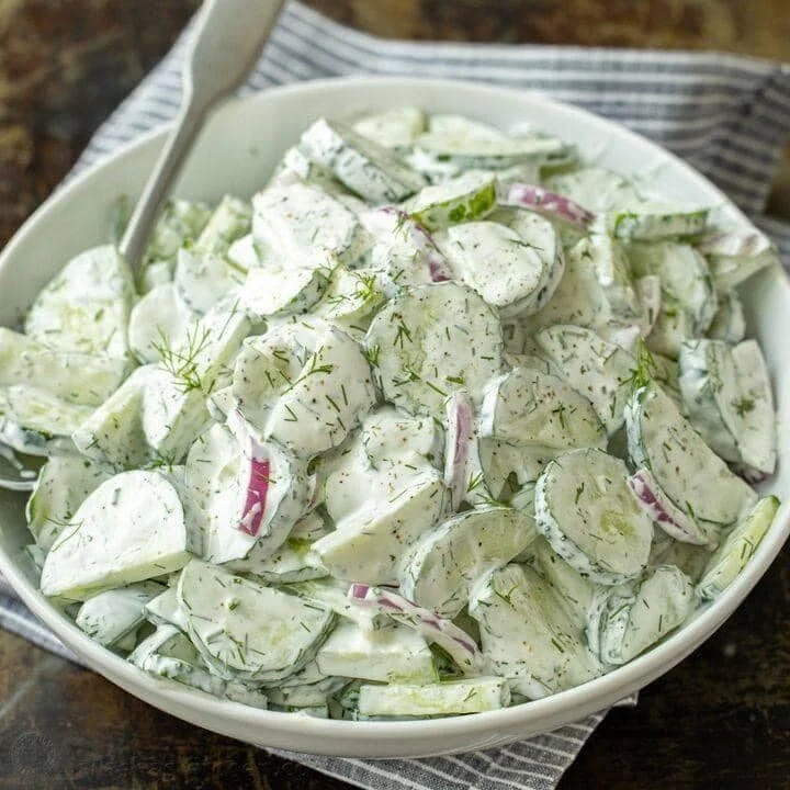 Weight Watchers Creamy Cucumber Salad with Dill and Red Onion