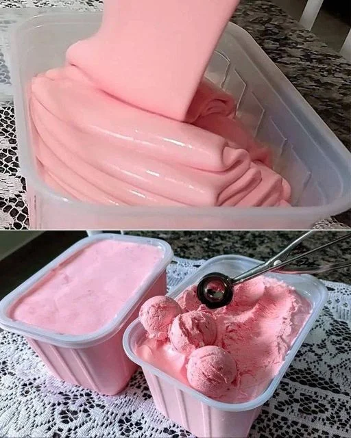 Homemade Light Raspberry Ice Cream