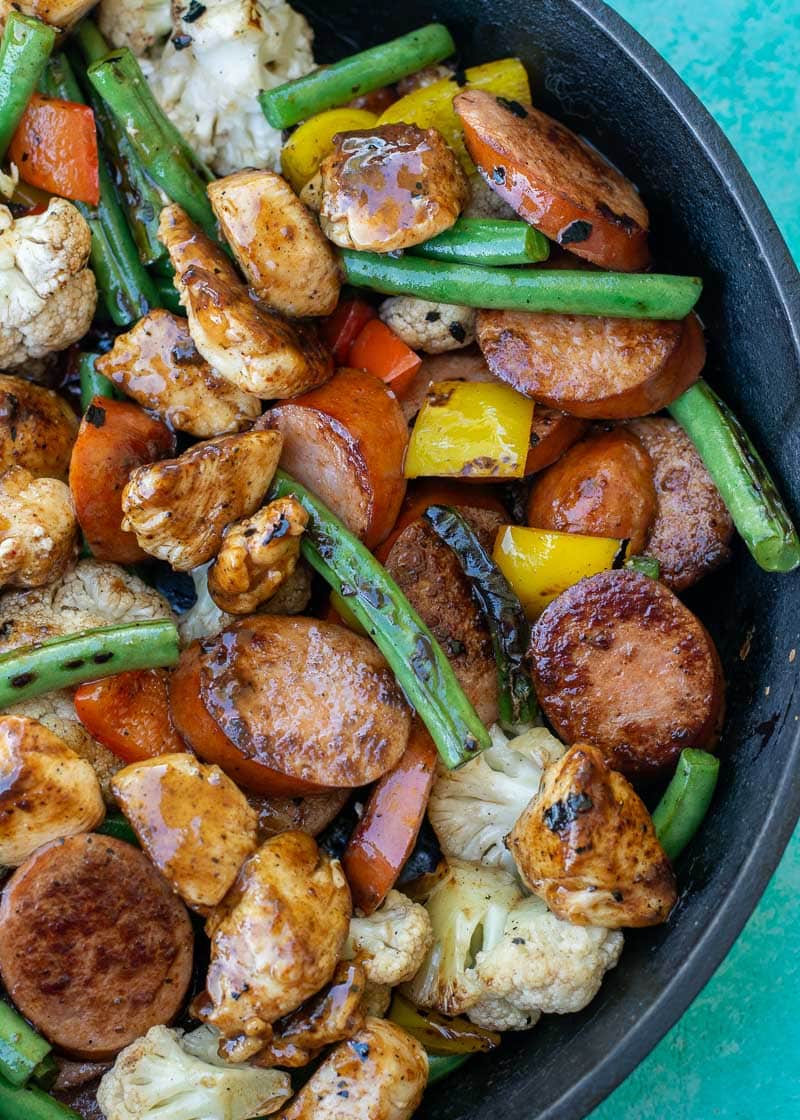 BBQ Chicken and Smoked Sausage Skillet