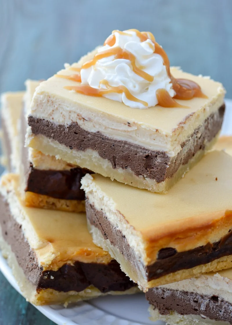 Keto Caramel Mocha Cheesecake Bars