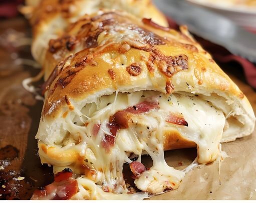 Keto Chicken Bacon Ranch Stromboli