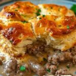 Keto Sausage, Gravy, and Biscuit Pie