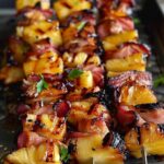 Keto Hawaiian Chicken Bacon Pineapple Kebabs