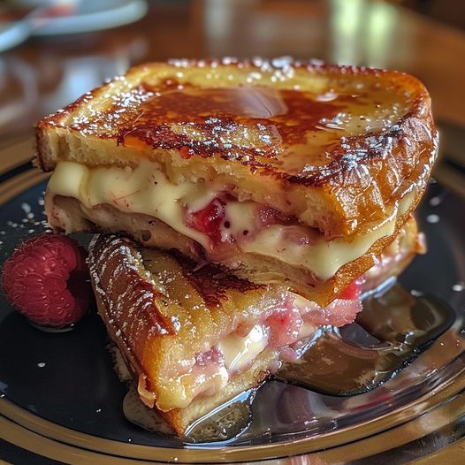 Keto Rhubarb Cream Cheese Stuffed French Toast