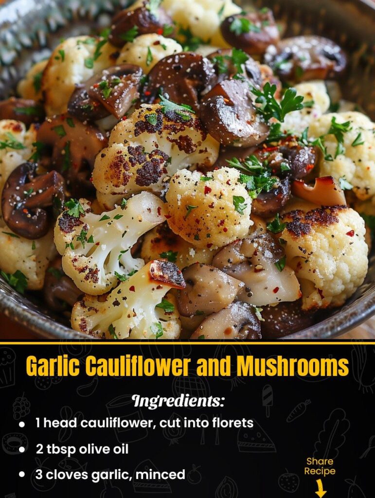 Keto Garlic Cauliflower and Mushrooms