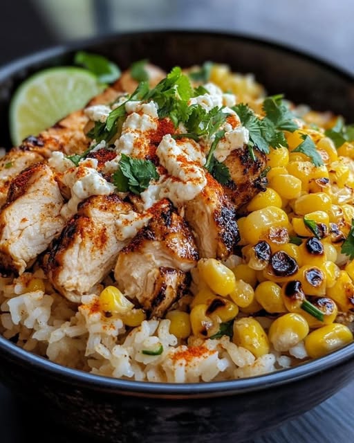 Street Corn Chicken Rice Bowl