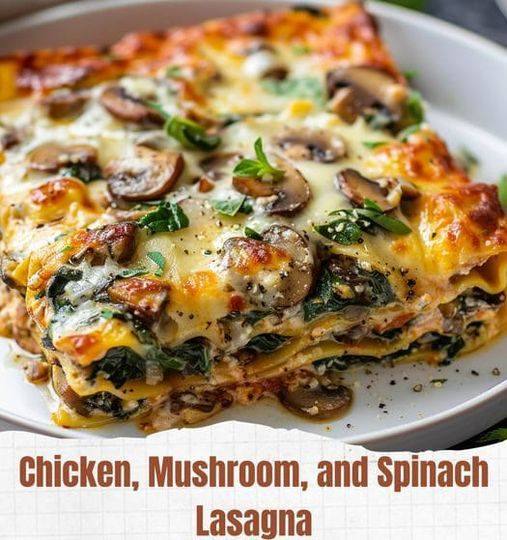 Chicken, Mushroom & Spinach Lasagna