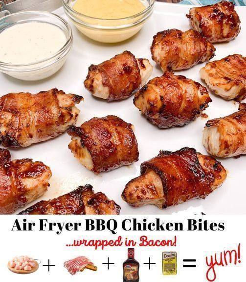 Air Fryer BBQ Bacon-Wrapped Chicken Strips
