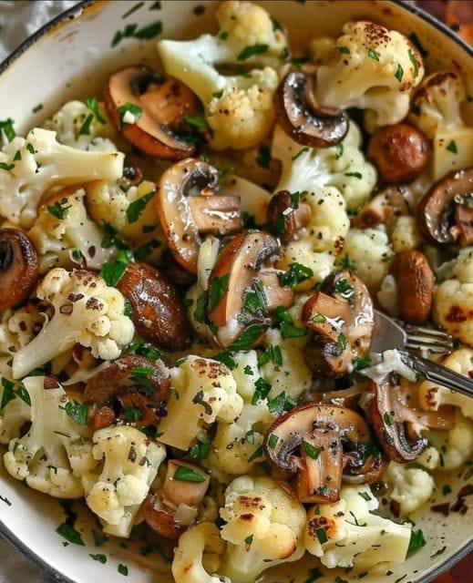 Air-fryer Roasted Cauliflower and Mushrooms!