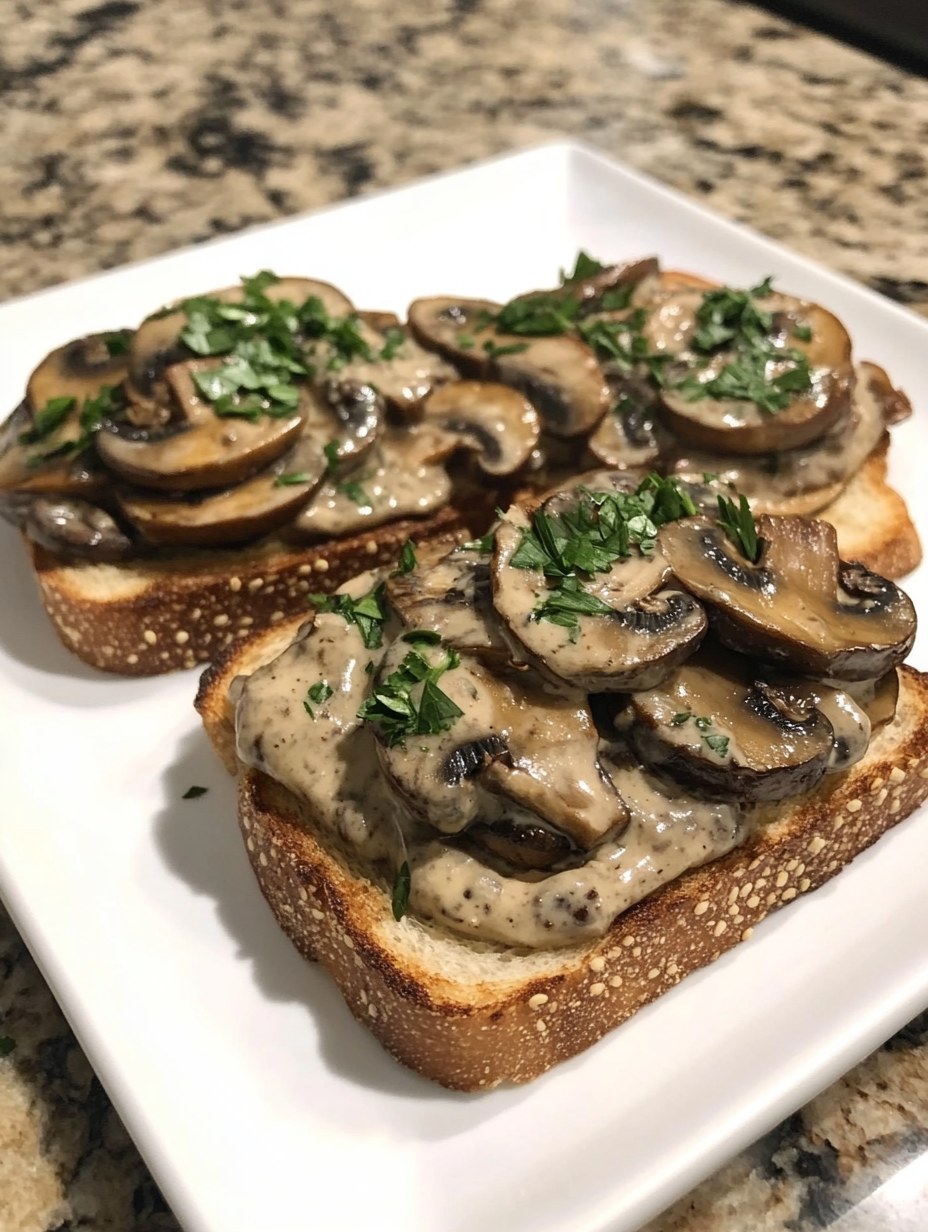 Vegan Creamy Mushroom Toasts