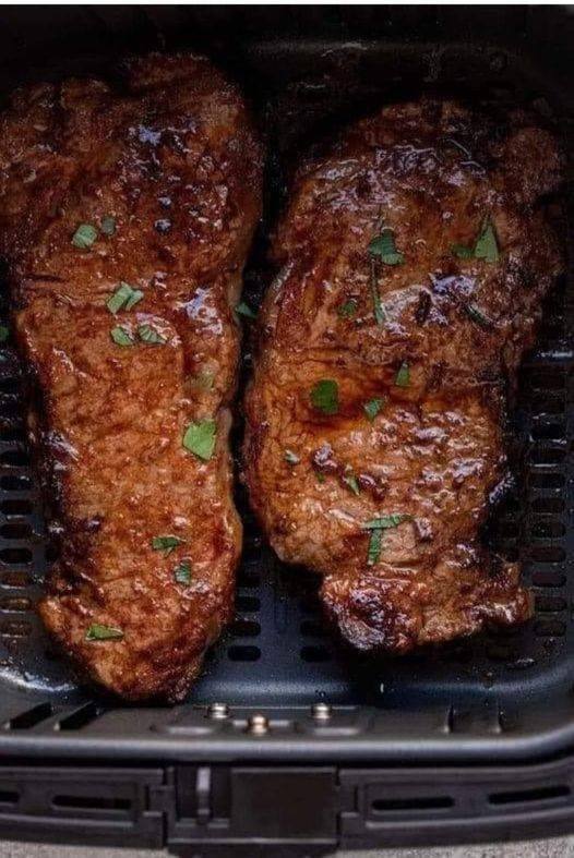 Air Fryer Ribeye Steak with Garlic Herb Butter