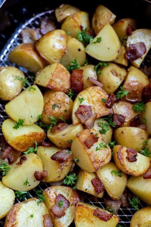 Crispy Air Fryer Roasted Potatoes and Bacon