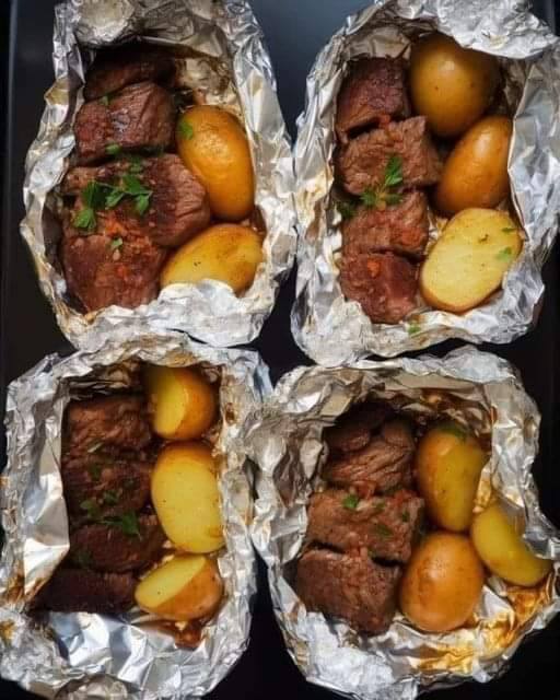 Air Fryer Garlic Butter Steak & Potato Packets