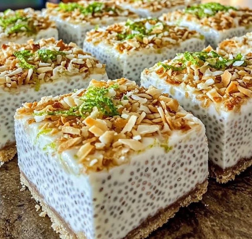 Coconut Lime Chia Pudding Bars