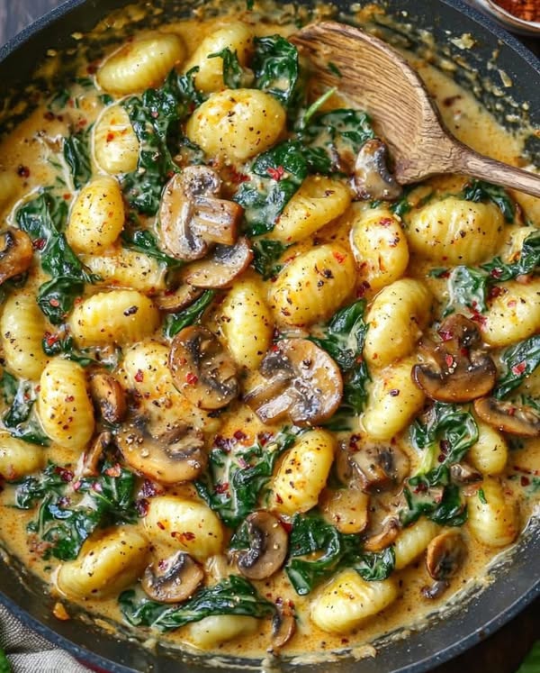 Creamy Vegan Mushroom & Spinach Gnocchi